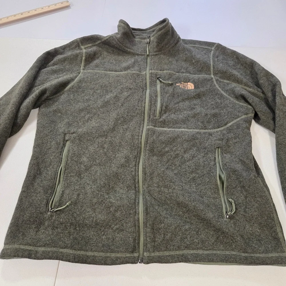 The North Face Mens XL Gordon Lyons Full Zip Fleece Jacket Olive Green Heather